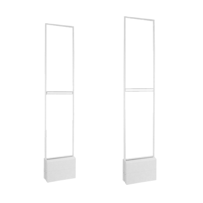 Torres retangulares brancas antivol em metal e plástico