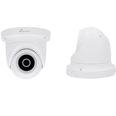 Câmara de segurança branca NIVIAN com lente preta.