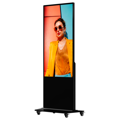 Ecrã digital vertical com imagem de mulher a cores