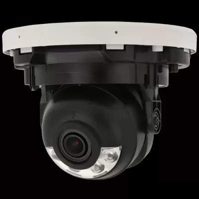 Câmara de segurança de teto tipo cúpula preta e branca