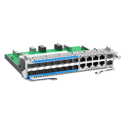 Placa de rede modular com múltiplas portas e etiquetas numeradas