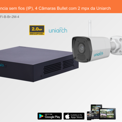 Sistema de videovigilância com caixa preta e câmara bullet branca Uniarch