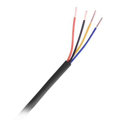 Cabo elétrico com cinco fios coloridos expostos