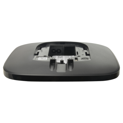 Base preta de dispositivo eletrónico com compartimento interno exposto