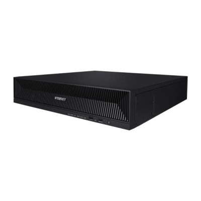 Receptor multimédia preto WISENET com textura diagonal e portas USB frontais