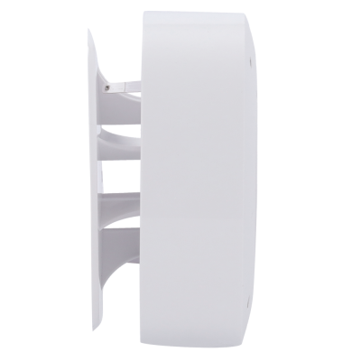 Ventoinha branca de material plástico vista de lado