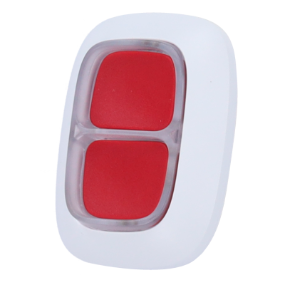 Comando de duas teclas vermelhas em suporte branco arredondado