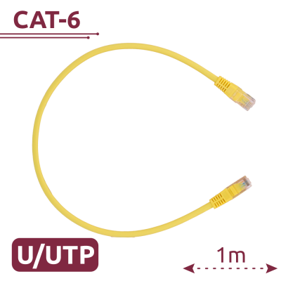 Cabo de rede amarelo CAT-6 com conectores RJ45