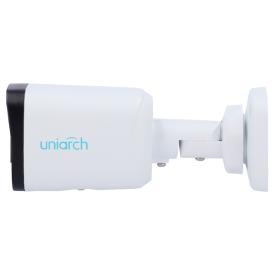 Câmara de vigilância branca com suporte e logótipo uniarch