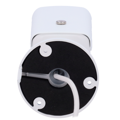 Dispositivo elétrico branco com base circular preta e cordão branco