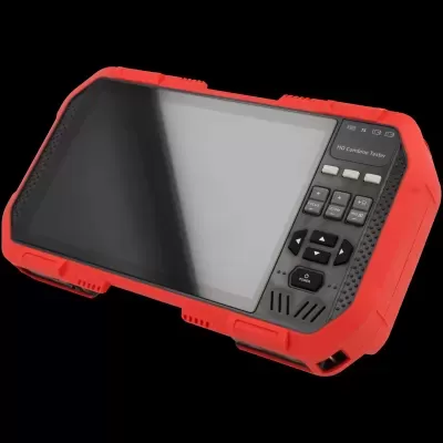 Monitor HD Combine Tester com moldura vermelha e botões
