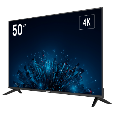 Televisor 50 polegadas 4K com gráfico digital azul