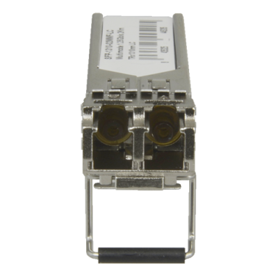 Módulo óptico metálico com conector duplo e etiqueta branca