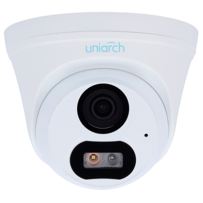 Câmara de vigilância dome branca com lente preta e luzes LED