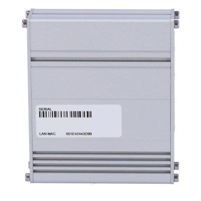 Dispositivo eletrônico cinzento com etiqueta de código de barras