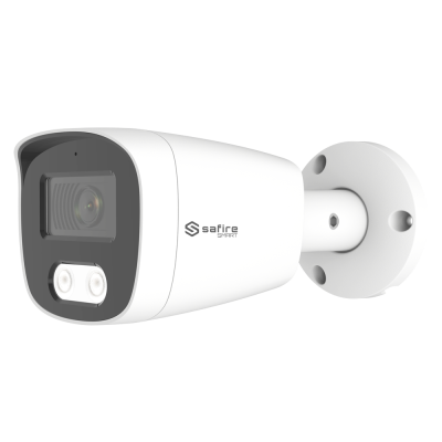 Câmara de segurança branca safire SMART com lente e LEDs