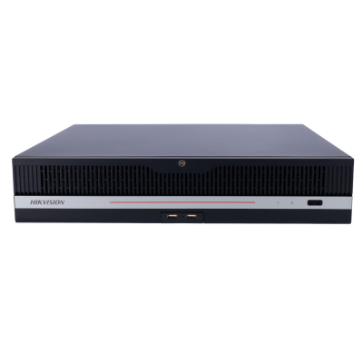 Dispositivo eletrónico preto com frente cinza e duas portas USB