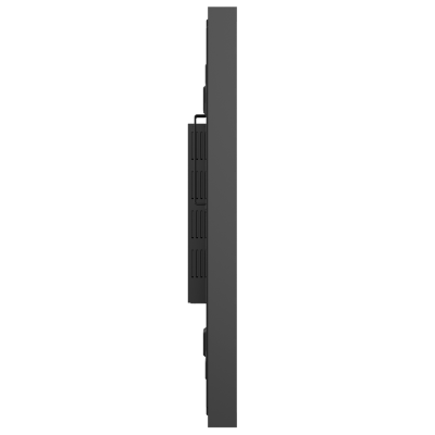 Imagem lateral de um monitor preto com ranhuras para ventilação
