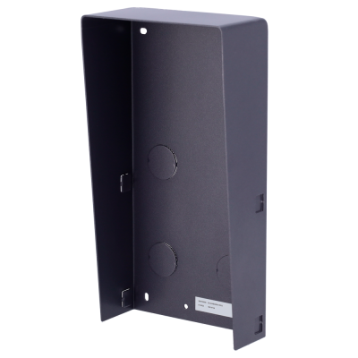 suporte metálico cinza escuro com abas laterais e círculos no interior