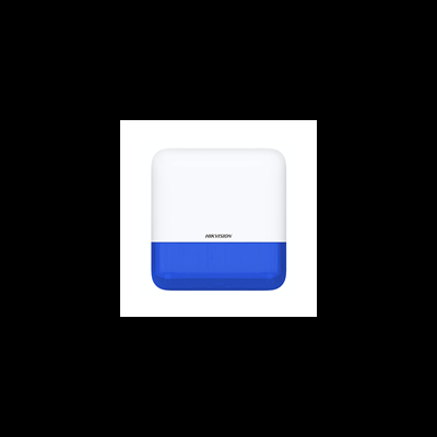 Alarme de segurança Hikvision branco e azul com logótipo