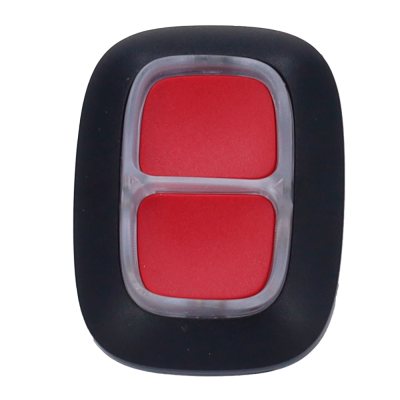 Interruptor duplo com botões vermelhos e base preta