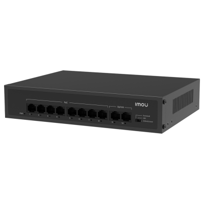 Switch de rede preto IMOU com 10 portas Ethernet e interruptor de modo