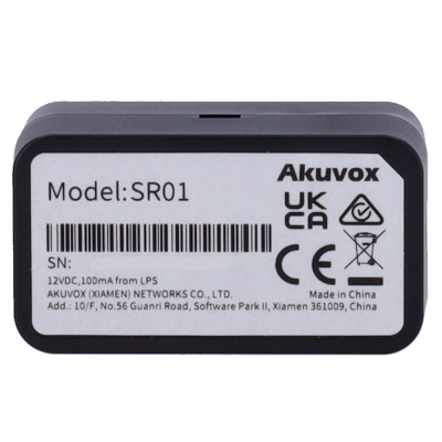 Etiqueta de dispositivo eletrônico com texto e código de barras