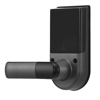 Fecho de porta moderno preto e cinza metálico com pega horizontal