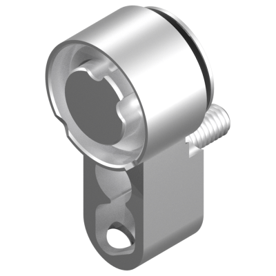 Suporte metálico prateado com parafuso embutido