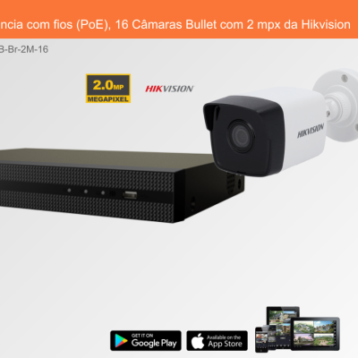 Sistema de videovigilância com câmaras Bullet e dispositivo de gravação
