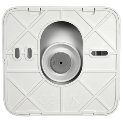 Base quadrada branca com componente circular cinza e inscrições MH2, CE e símbolo de lixo proibido