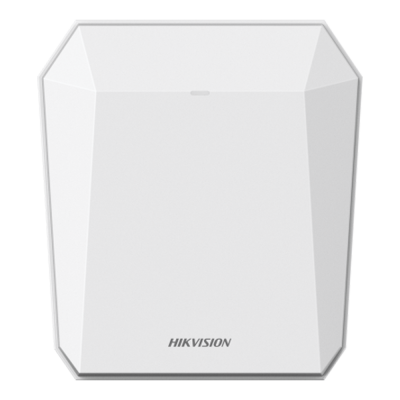 Dispositivo electrónico branco da marca HIKVISION com design facetado