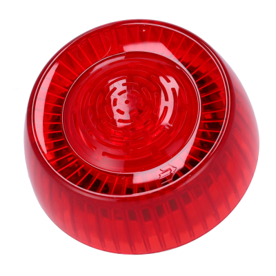 Lente redonda vermelha de plástico transparente com padrão interno espiral