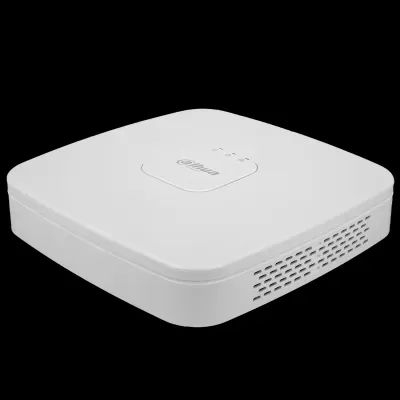 Dispositivo quadrado branco com ventilação lateral e logótipo Dahua