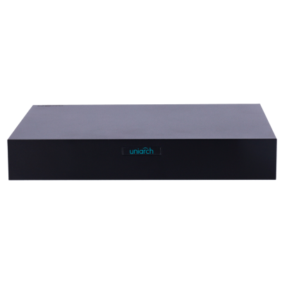 Caixa preta retangular com texto uniarch na frente