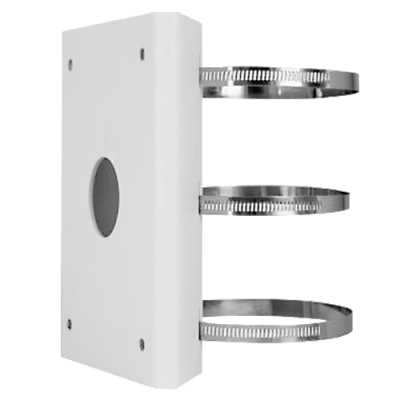 Suporte branco de parede com três anéis metálicos ajustáveis