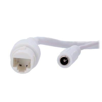 Cabo branco com conectores RJ45 e de alimentação