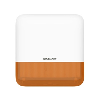 Sinalizador luminoso branco com lente laranja e logotipo HIKVISION