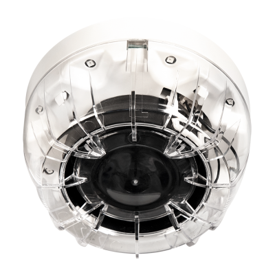 ventilador de teto com hélices transparentes e corpo preto central