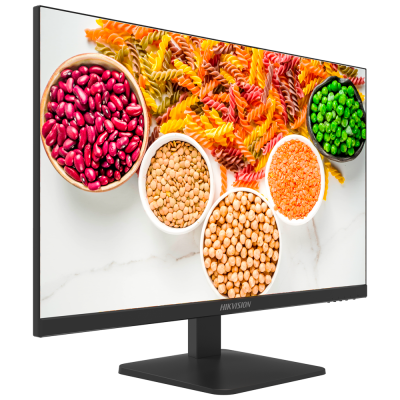 Monitor computador exibindo alimentos em tigelas coloridas e massa tricolor