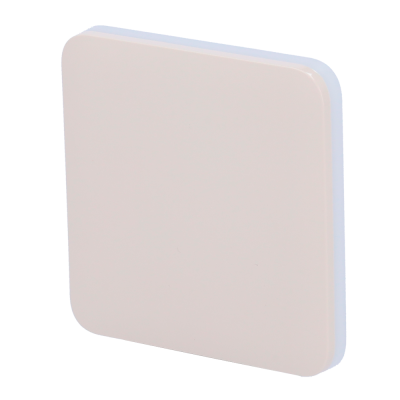 Recipiente quadrado bege com cantos arredondados e tampa plana