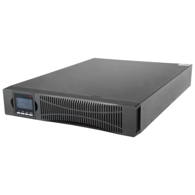 Equipamento preto retangular com visor digital e botões frontais.