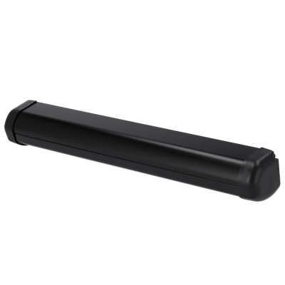 Barra preta retangular com extremidades arredondadas em fundo branco