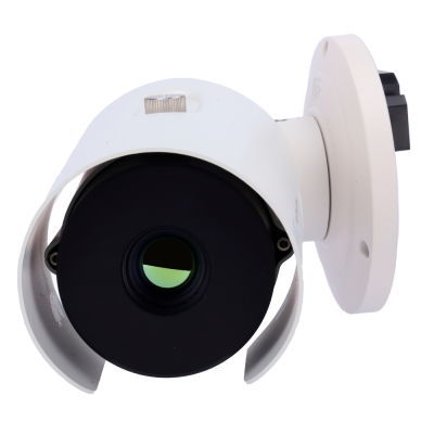 Câmara de vigilância bullet branca com lente preta