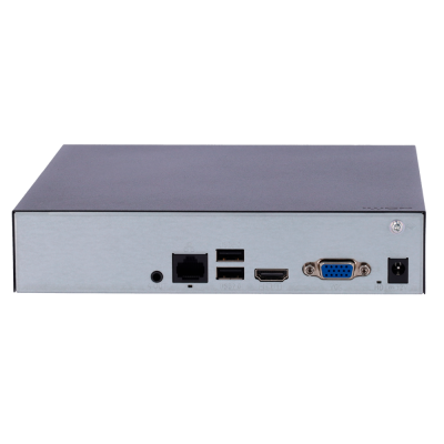 Dispositivo eletrônico metálico com múltiplas portas traseiras e topo preto