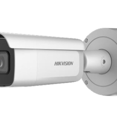 Câmara de vigilância HIKVISION branca com suporte redondo
