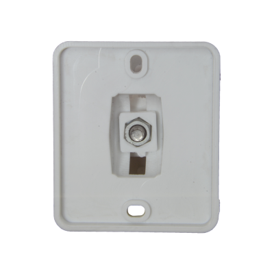 Tomada elétrica de parede branca com parafuso central