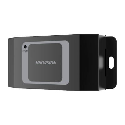 Dispositivo electrónico preto com marca HIKVISION e indicador de power