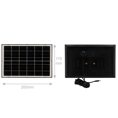 painel solar retangular com células pretas e cabo conector
