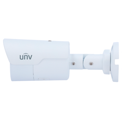 Câmara de segurança branca com suporte ajustável e logótipo UNV